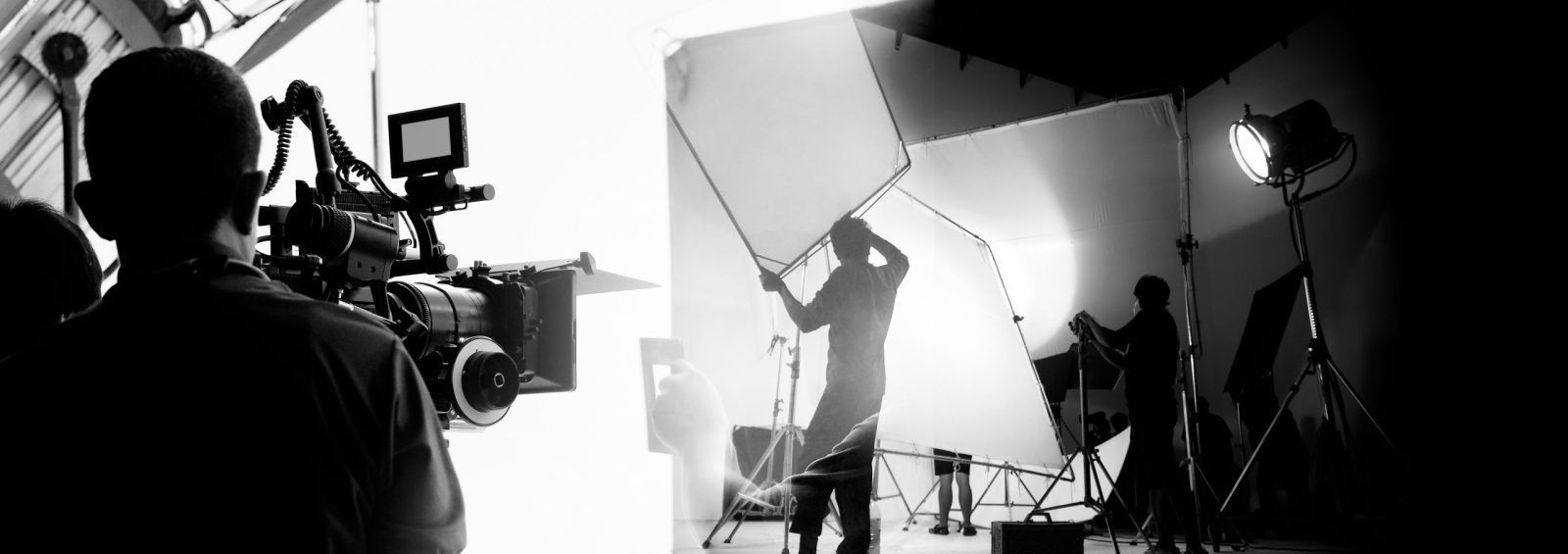 Silhouette of video production behind the scenes or B roll